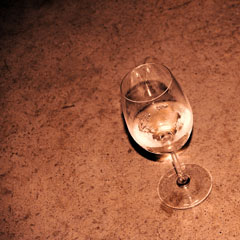 concrete counter top with glass stemware