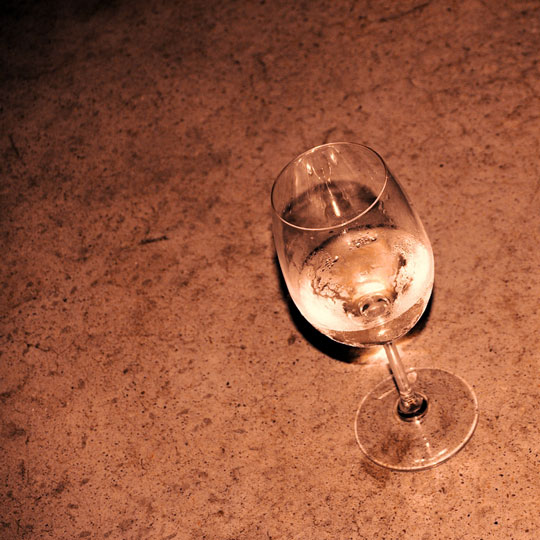 concrete countertop with glass stemware